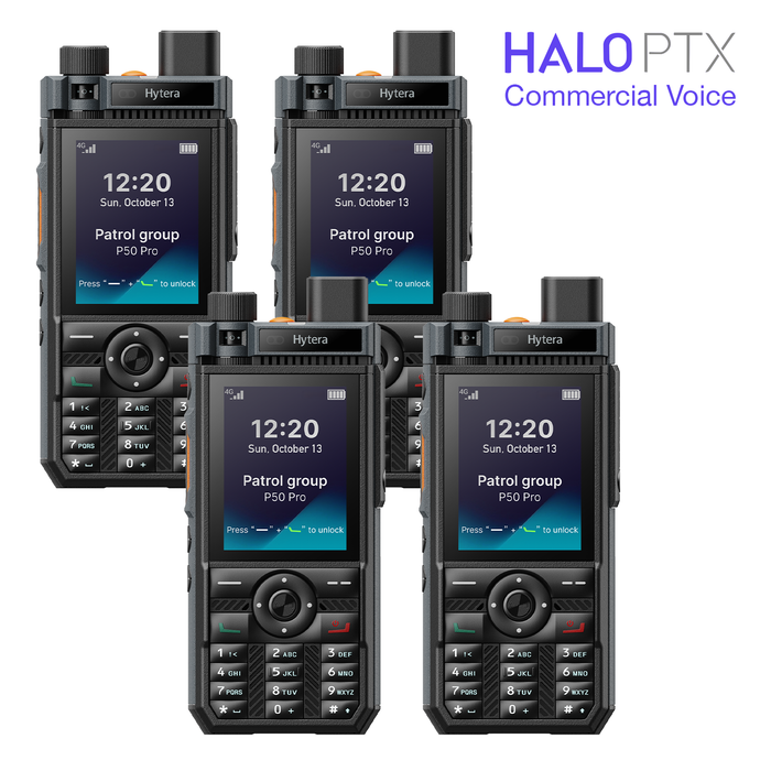 Hytera P50 Pro PoC Radio with Halo PTX Commercial 12-Month License (4-Pack) - BodyCamera.co.uk